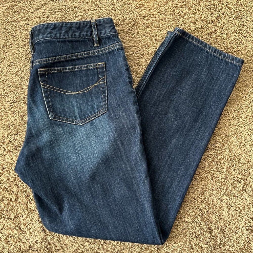 J. Jill Womens Boyfriend Straight Leg Jeans Blue Stretch Dark Wash Mid Rise 8 - Picture 1 of 4